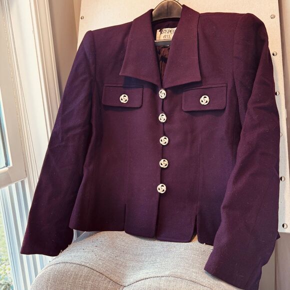 Vintage 90s Kasper 12P Wool Womens Business Mini Skirt Suit - Classic Power Look - Picture 2 of 11